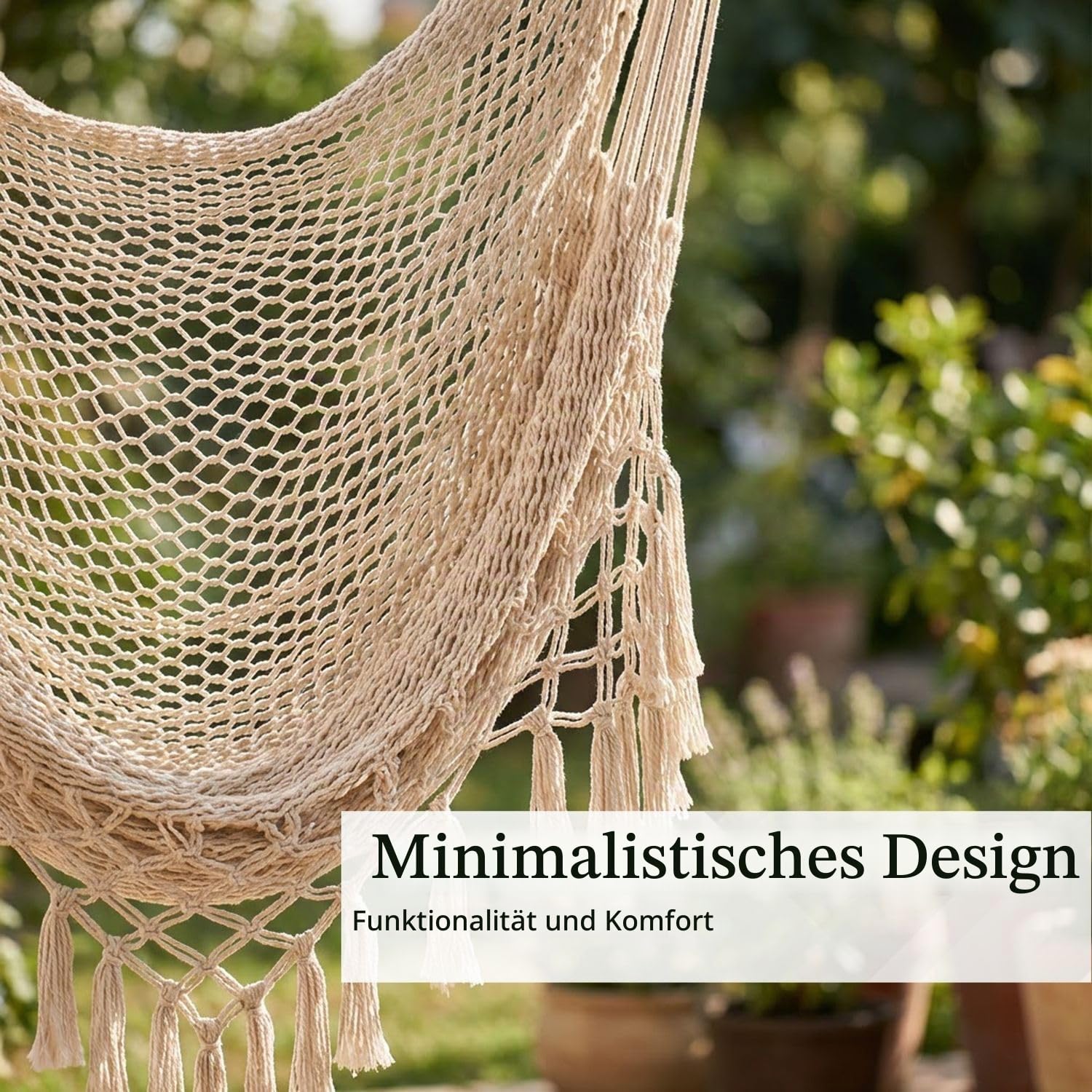 Intirilife Hängesessel Makramee Beige 120x100 Baumwolle Boho
