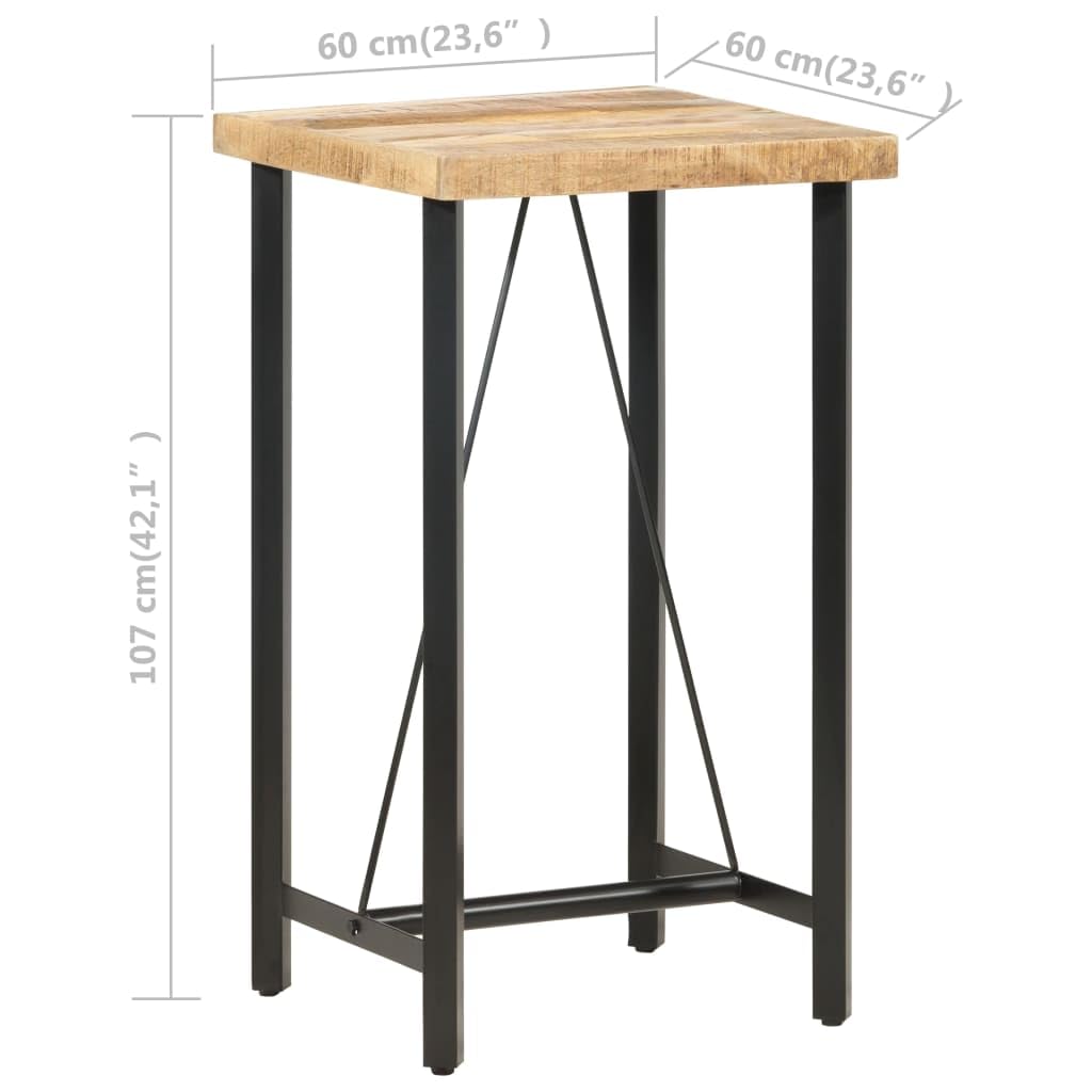 vidaXL Bartisch Mangoholz 60x60x107 cm Industrial Braun