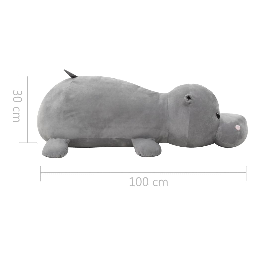 vidaXL Hippo Kuscheltier Plüsch Grau 100x30cm Kinder