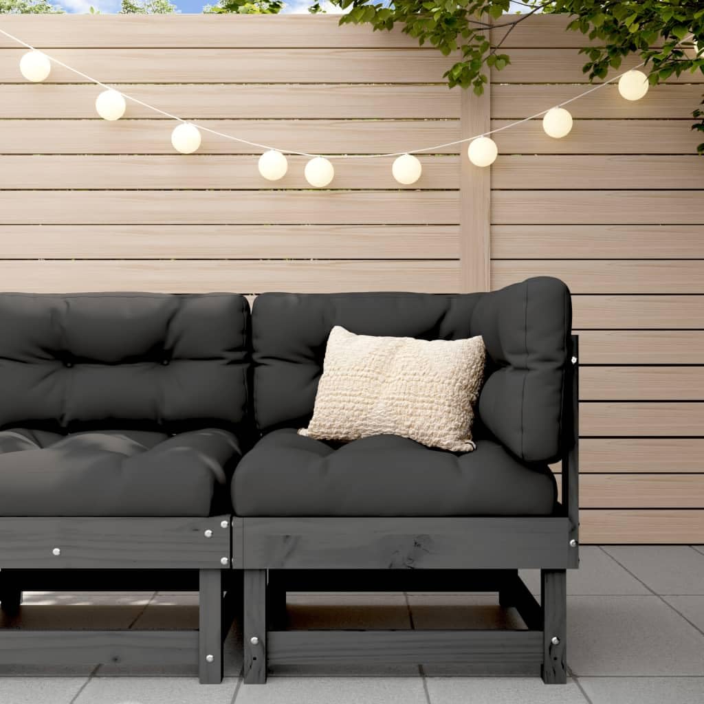 vidaXL Heim & Garten Garten-Ecksofa Grau Kiefernholz