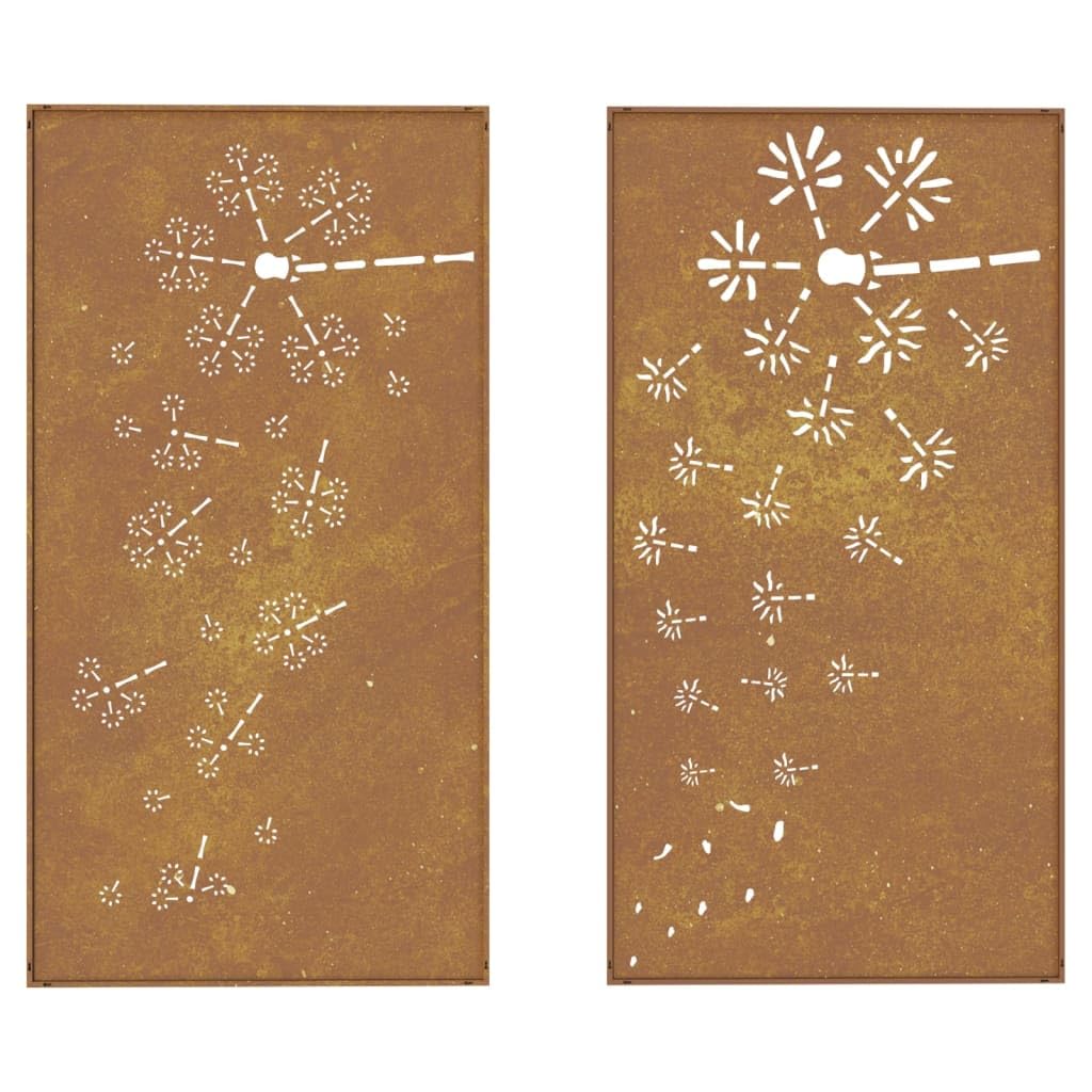 vidaXL Heim & Garten Wanddeko 105x55cm Cortenstahl Blumen 2-tlg