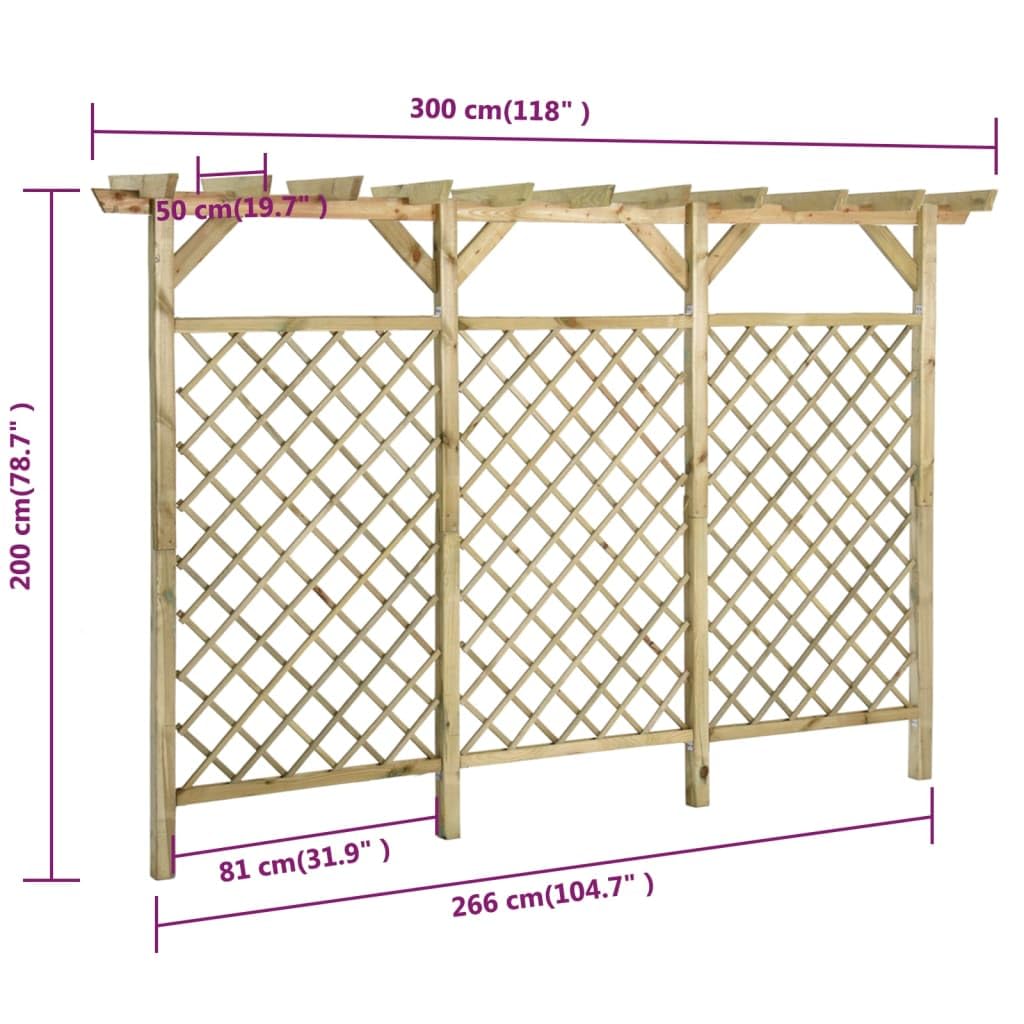 vidaXL Gitterzaun Rankgitter Kiefer Im prägniert 300x50x200cm Pergola