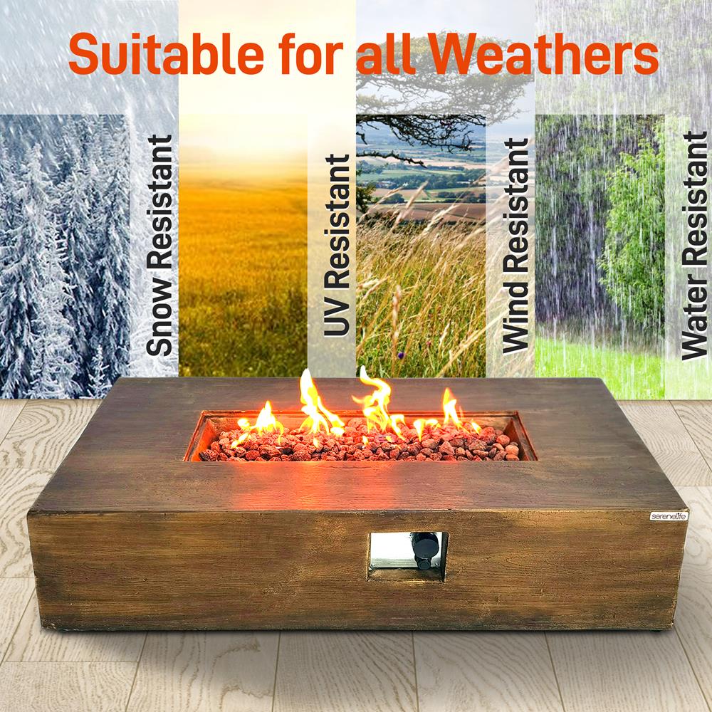 Serenelife Fire Pit Gas Feuertisch 50000BTU wetterfest mit Lavastein