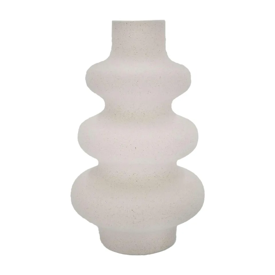 Intirilife Spiralvase Keramikvase Creme Weiß 13x21,8 cm matt