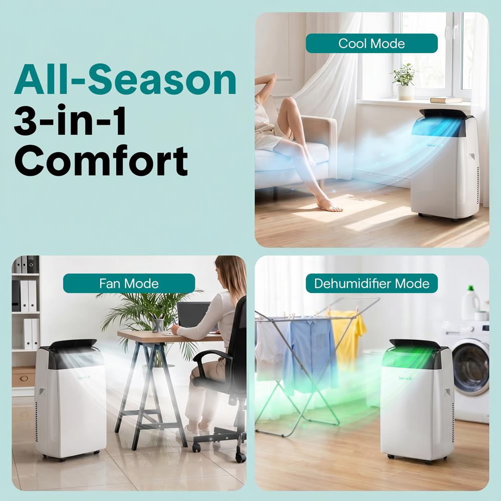 Serenelife Klimagerät Mobil 12000 BTU Weiß WLAN Entfeuchter