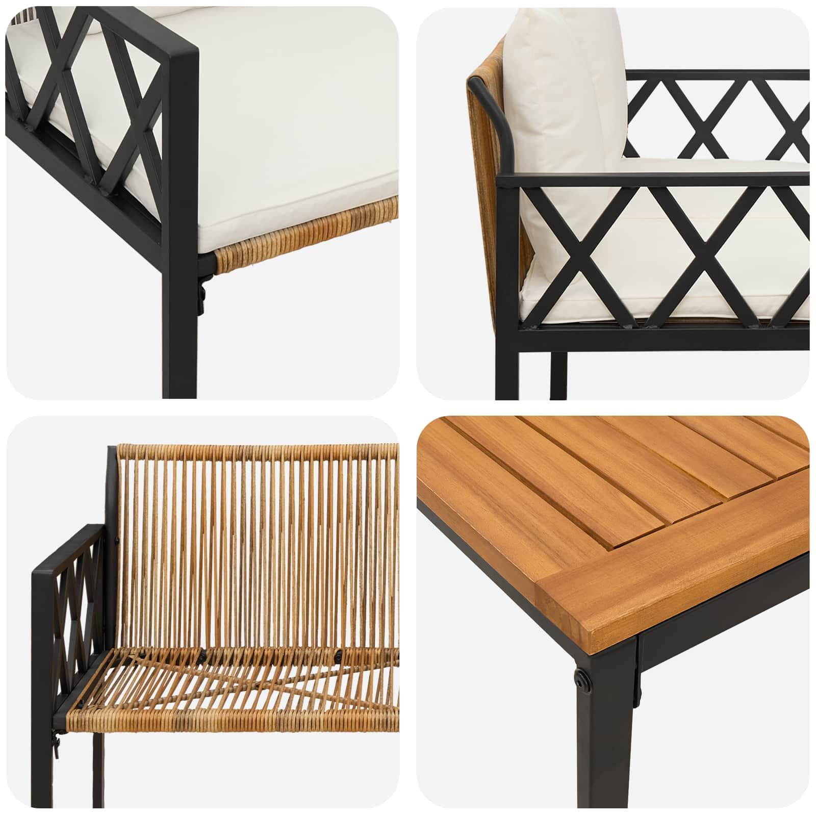 vidaXL Heim & Garten Gartenmöbel-Set 4-tlg Braun Creme Rattan
