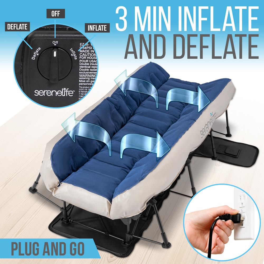 Serenelife Luftmatratze Twin mit Gestell 20 Zoll selbstaufblasend Pumpe