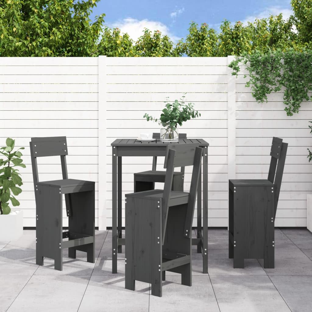 vidaXL Heim & Garten 5-tlg. Gartenbar-Set Holz Grau Kiefer