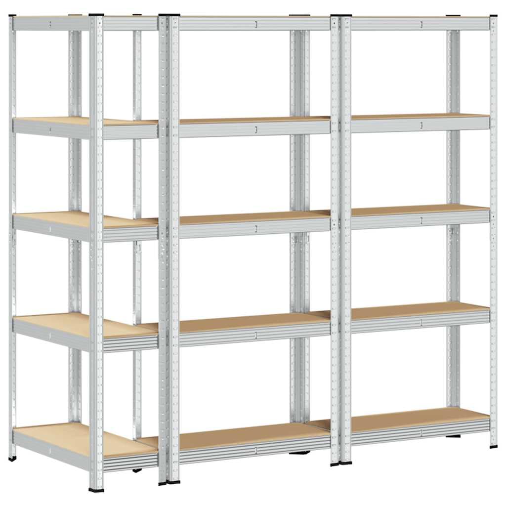 vidaXL Lagerregal 5 Böden Schwerlastregal Silber 3er-Set