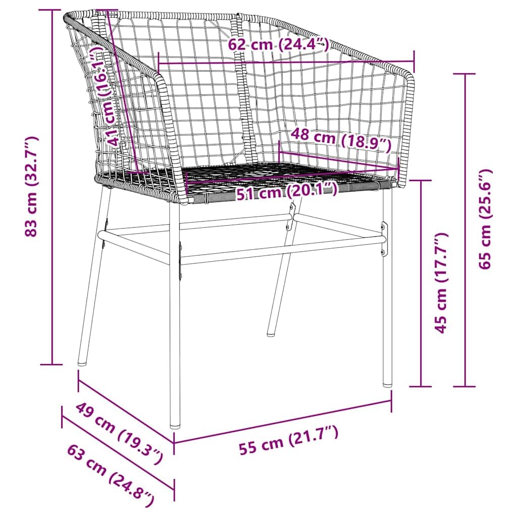 vidaXL Garten Essgruppe Schwarz Poly-Rattan 7 Stk.