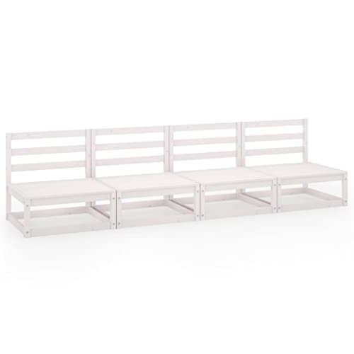 vidaXL Heim & Garten Gartensofa 4-Sitzer Holz Weiß modular