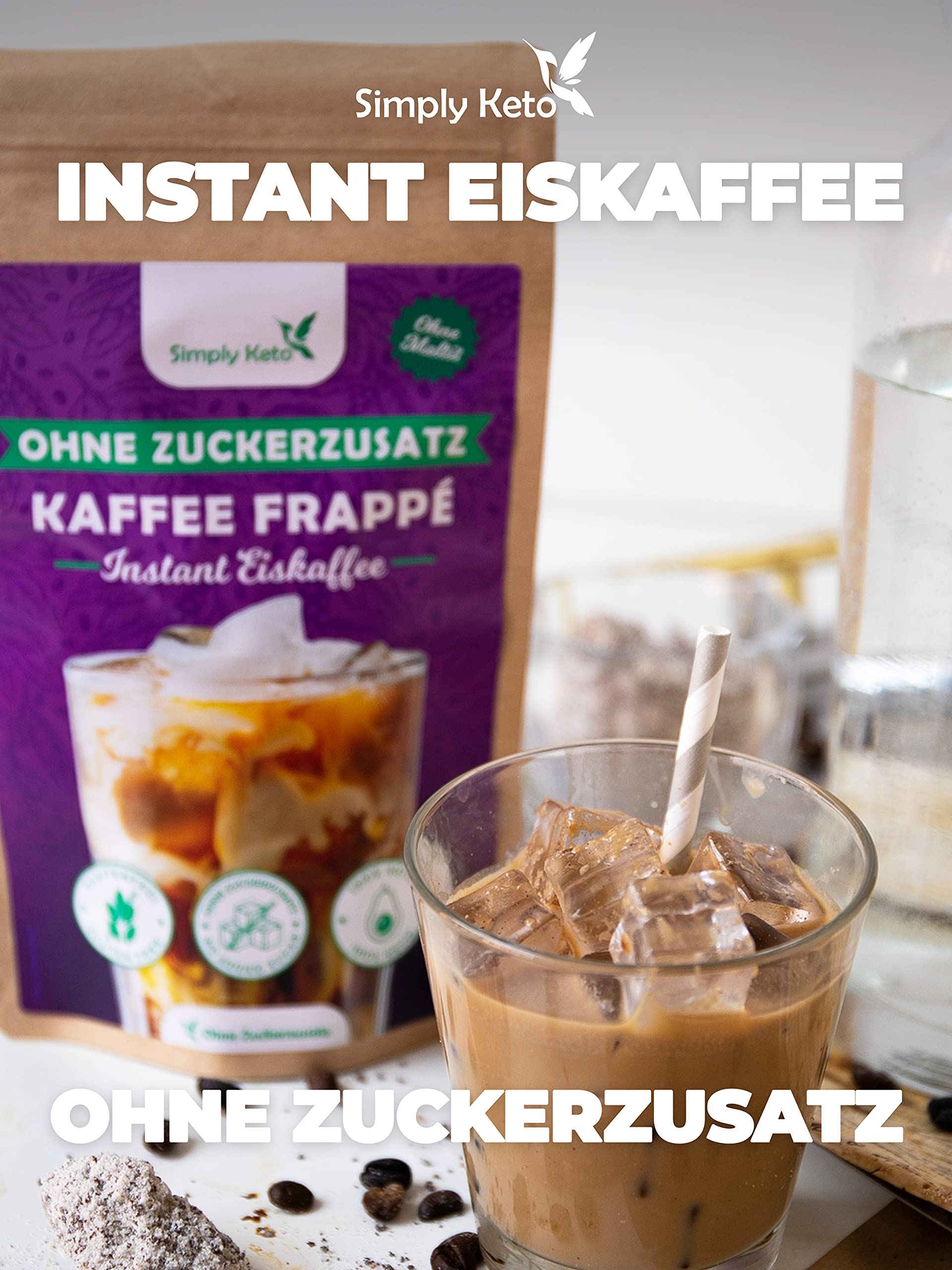 Simply Keto Frappé Eiskaffee Pulver 200g ohne Zucker