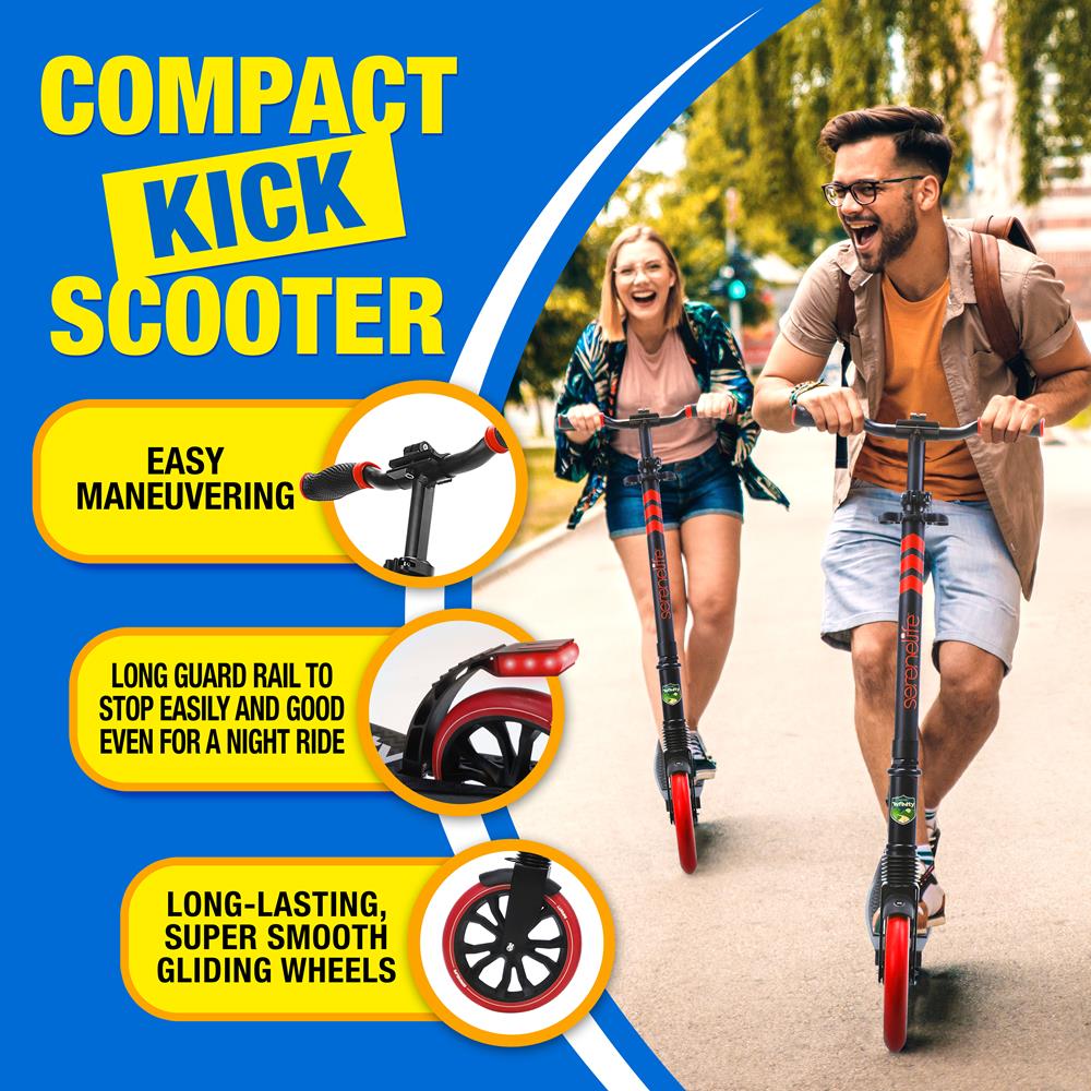 Serenelife Scooters Kick-Scooter Rot Klappbar 8 Zoll
