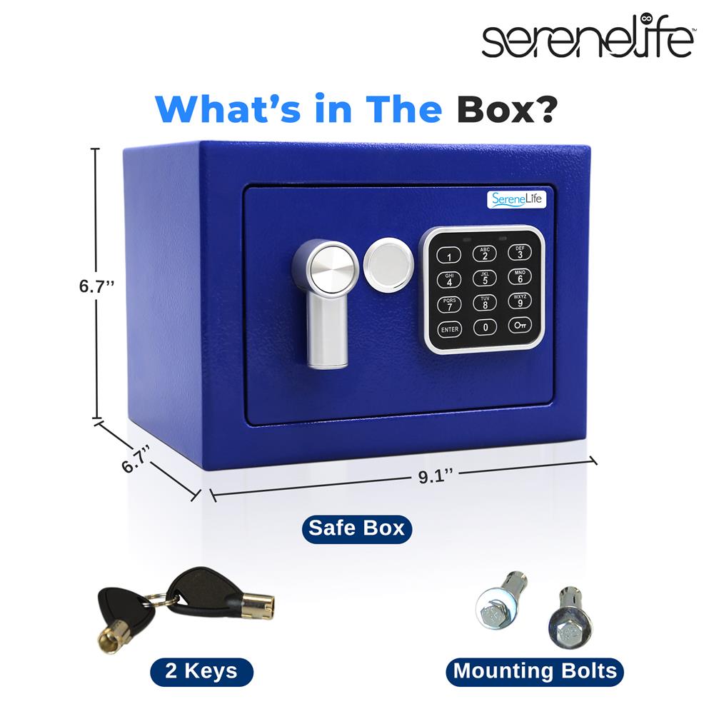Serenelife Storage Tresor Digital Stahl Blau klein