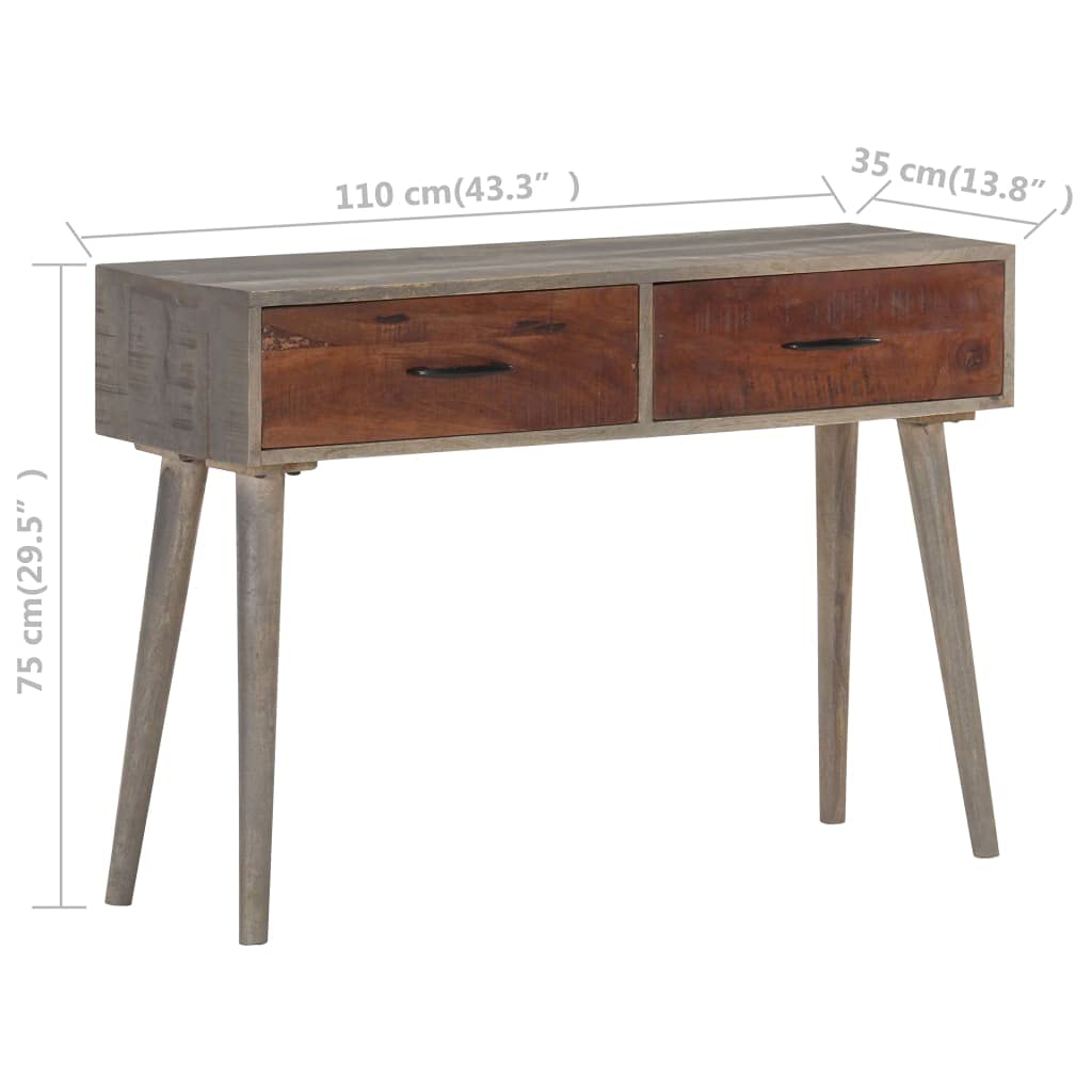 vidaXL Möbel Konsolentisch Mangoholz grau 110x35x75cm 2 Schubladen