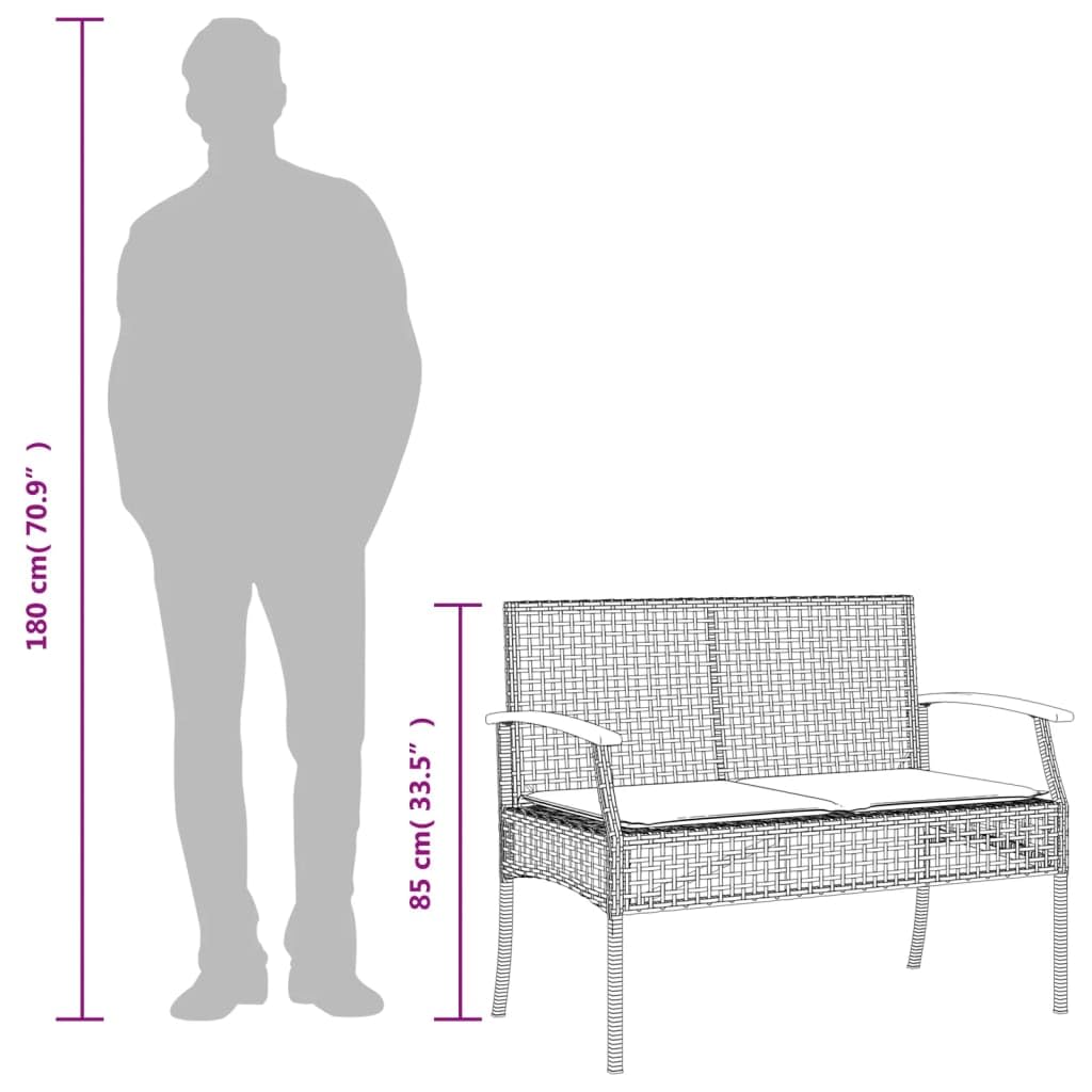 vidaXL Heim & Garten Gartenbank Schwarz Poly Rattan mit Kissen