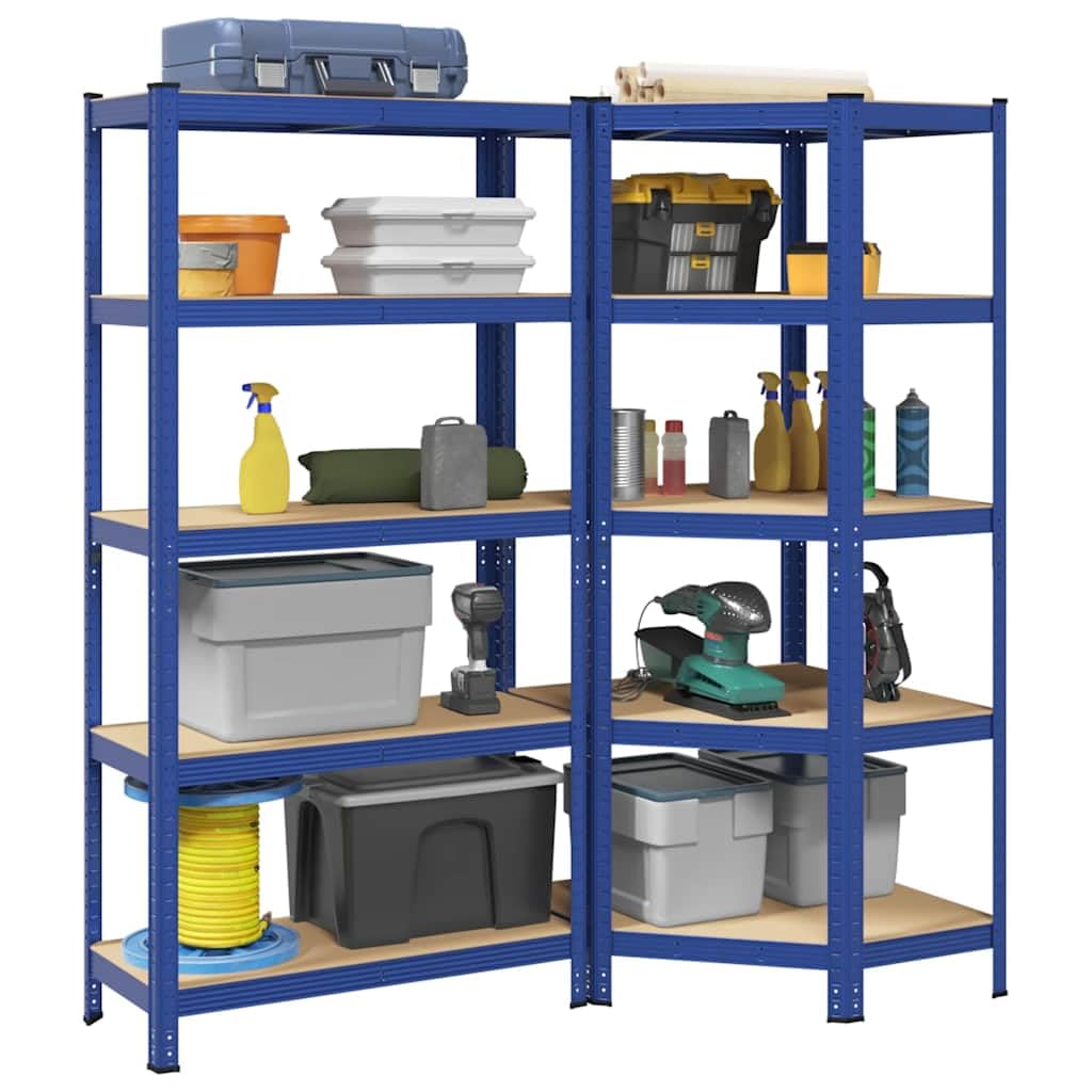 vidaXL Regal-Set 5 Böden 2-tlg Blau Schwerlastregal Stahl