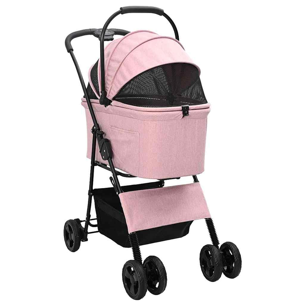 vidaXL Haustierwagen faltbar Rosa Polyester 81x47x99 cm