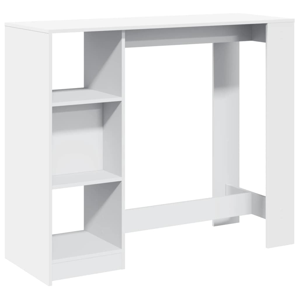 vidaXL Bartisch mit Regal Weiß 124x46x103,5 cm Holzwerkstoff