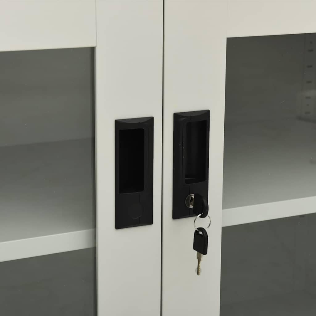vidaXL Möbel Büroschrank Stahl Hellgrau 90x40x90 cm mit Glas