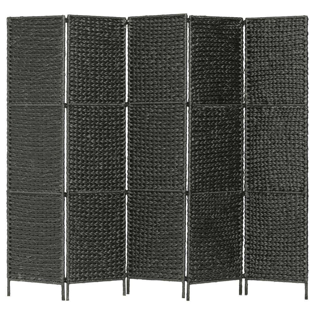 vidaXL Paravent 5-teilig schwarz 193x160 cm Wasserhyazinthe