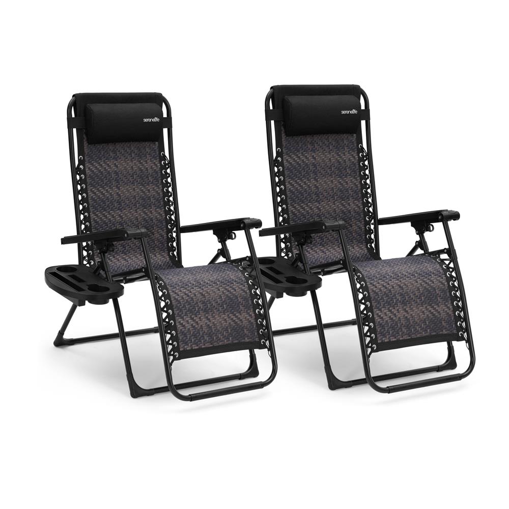 Serenelife Zero Gravity Gartenstuhl braun 2er Set mit Tisch
