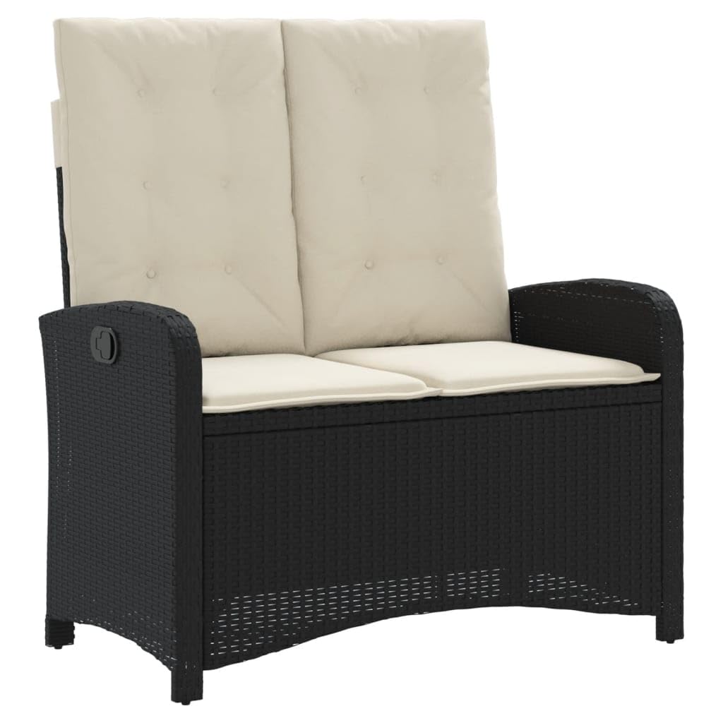 vidaXL Gartenbank Verstellbar 105x59x93 cm Schwarz Rattan Kissen