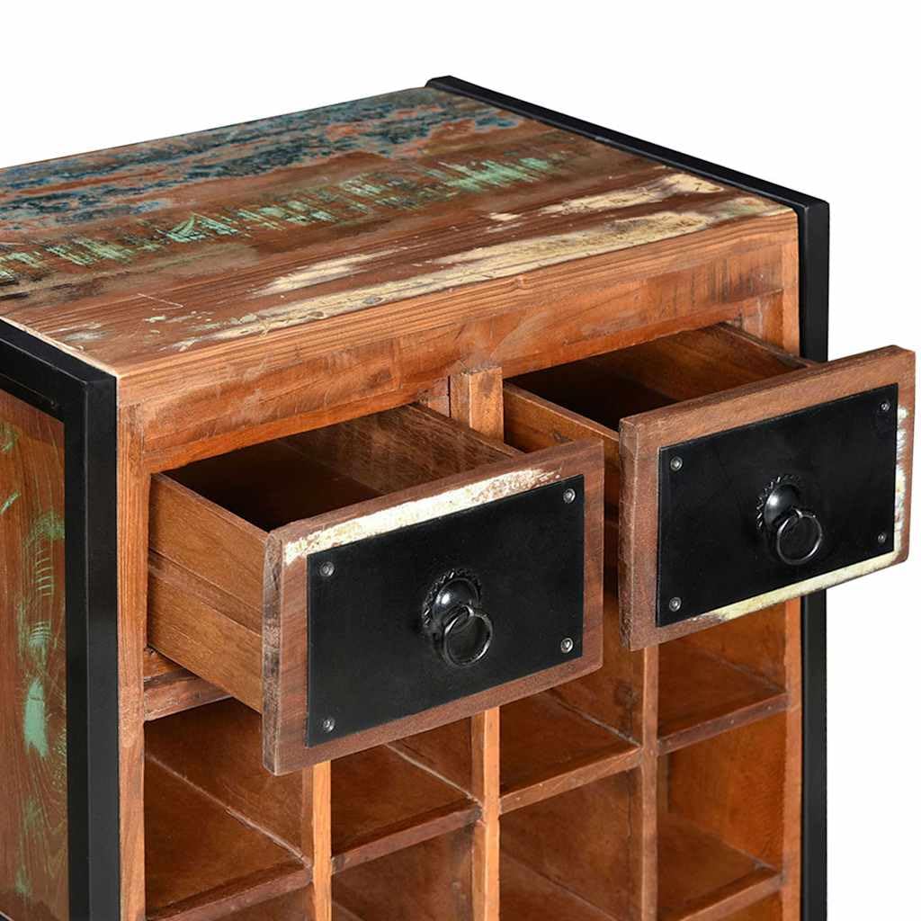 vidaXL Weinregal 16 Flaschen Altholz mit Schubladen