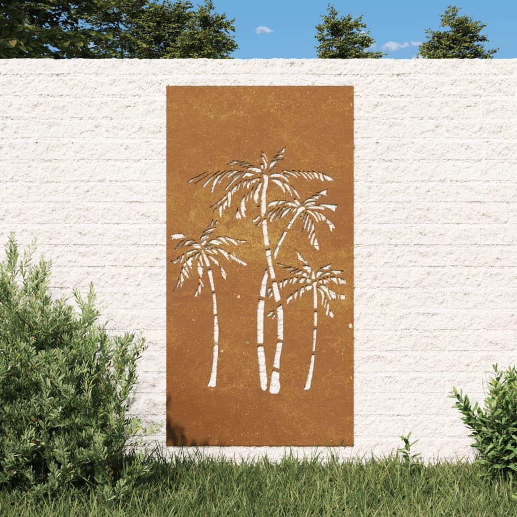 vidaXL Garten-Wanddeko 105x55 cm Cortenstahl Palmen
