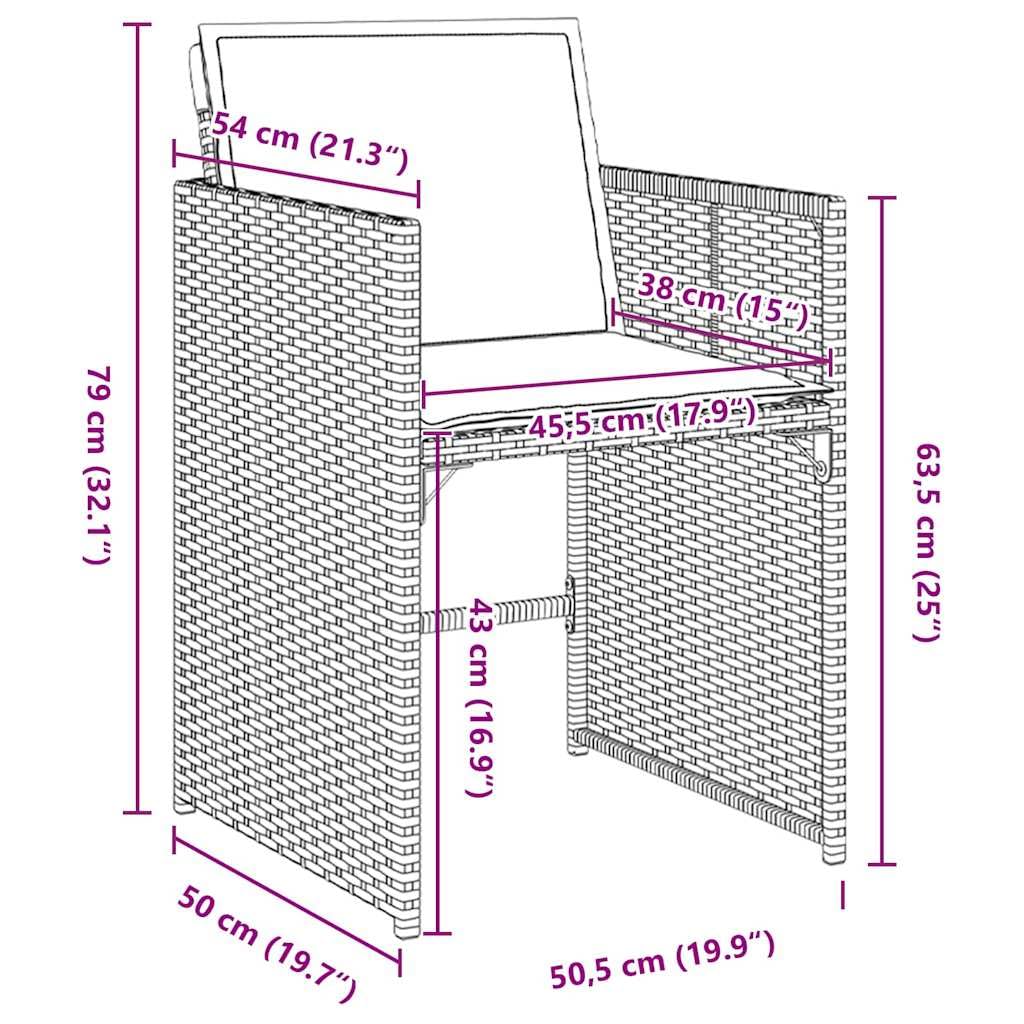 vidaXL Garten Essgruppe 9-tlg Poly-Rattan Braun 8-Sitzer