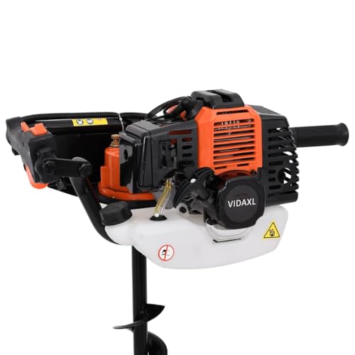 vidaXL Erdbohrer Orange Benzin 52 cm³ mit 3 Bohrern