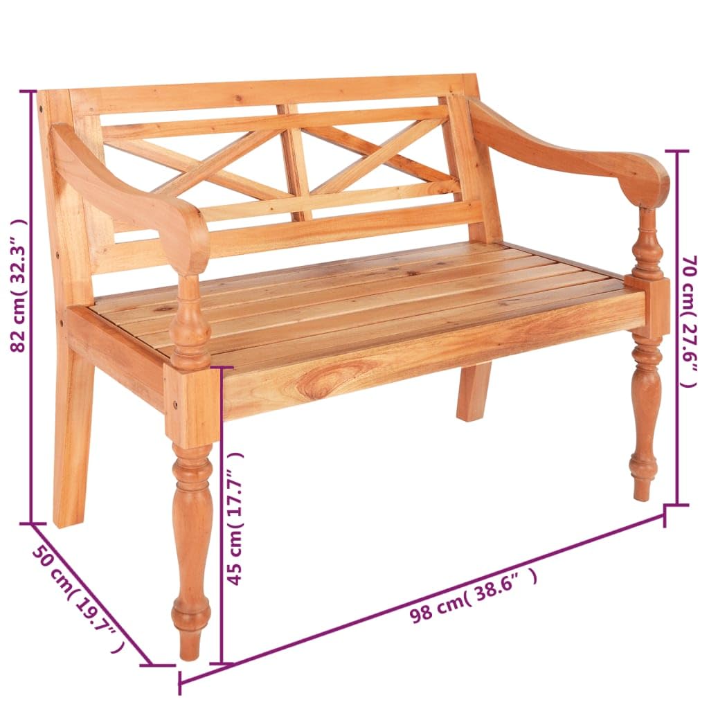 vidaXL Batavia-Sitzbank 98 cm Mahagoni hellbraun