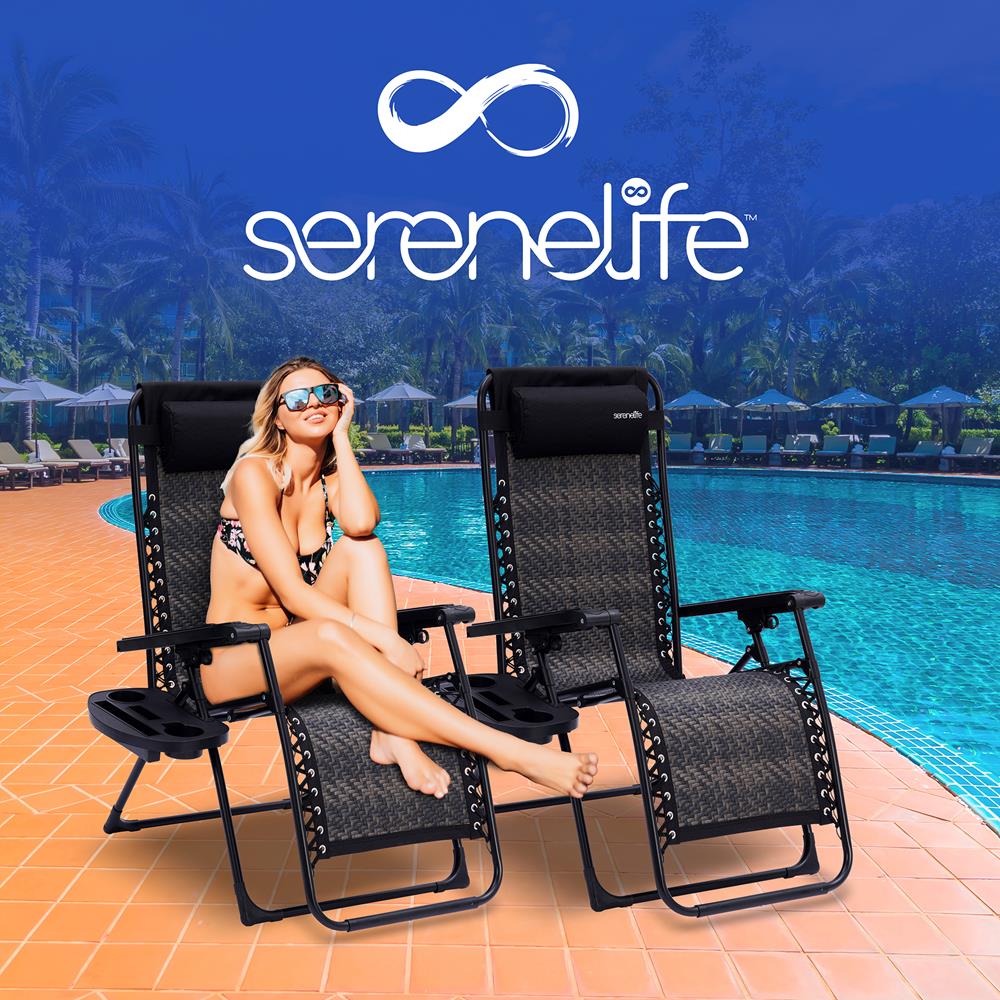 Serenelife Zero Gravity Gartenstuhl braun 2er Set mit Tisch