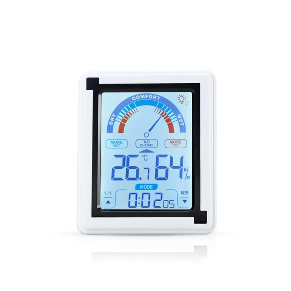 Intirilife Thermometer Innen LCD Hygrometer Uhr Weiss