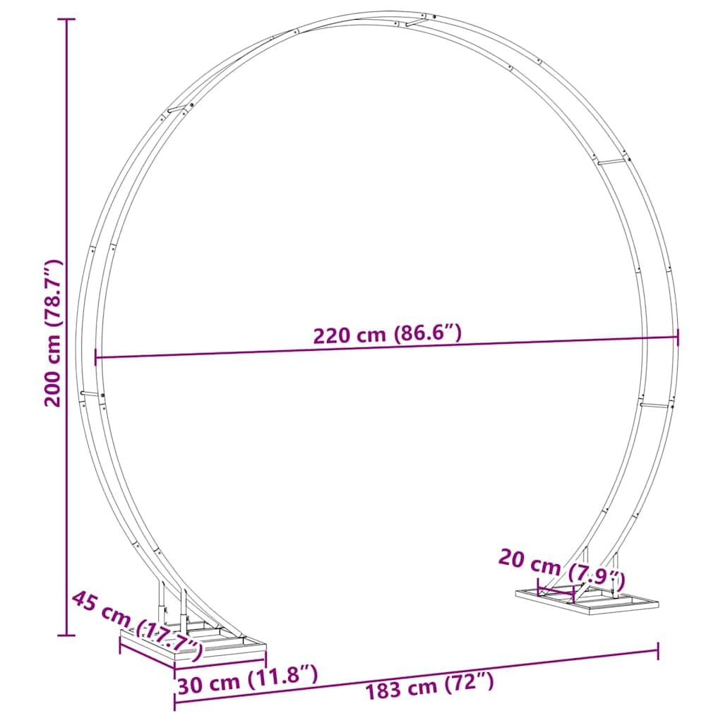vidaXL Heim & Garten Hochzeitsbogen Weiß 220 cm Stahl doppelt