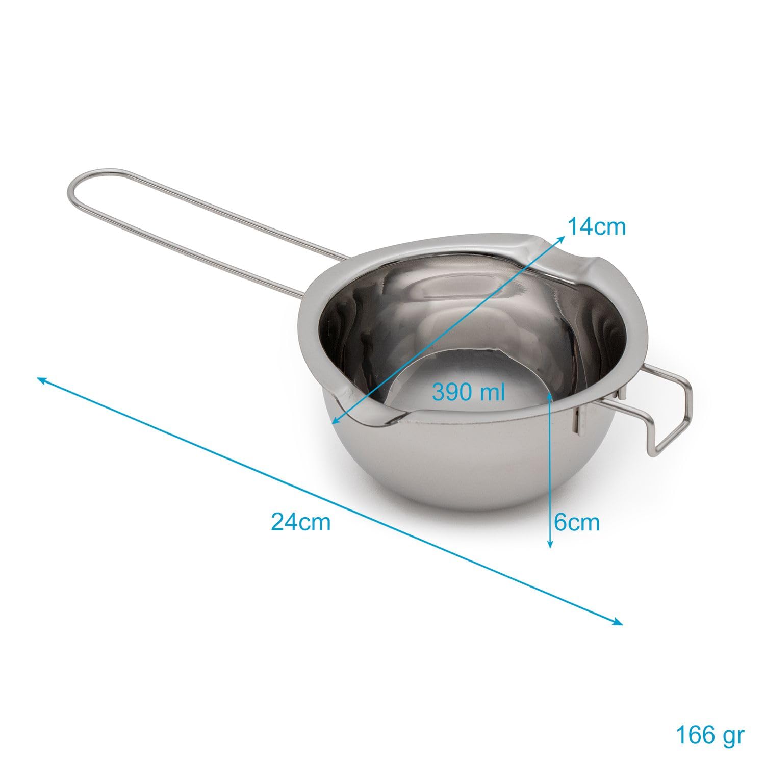 Intirilife Schmelztopf Edelstahl 390 ml 27 cm mit Ausguss