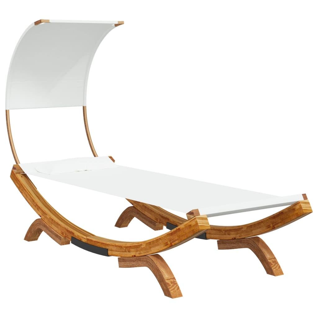 vidaXL Loungebett Bugholz Dach Creme 100x200 cm Sonnenliege
