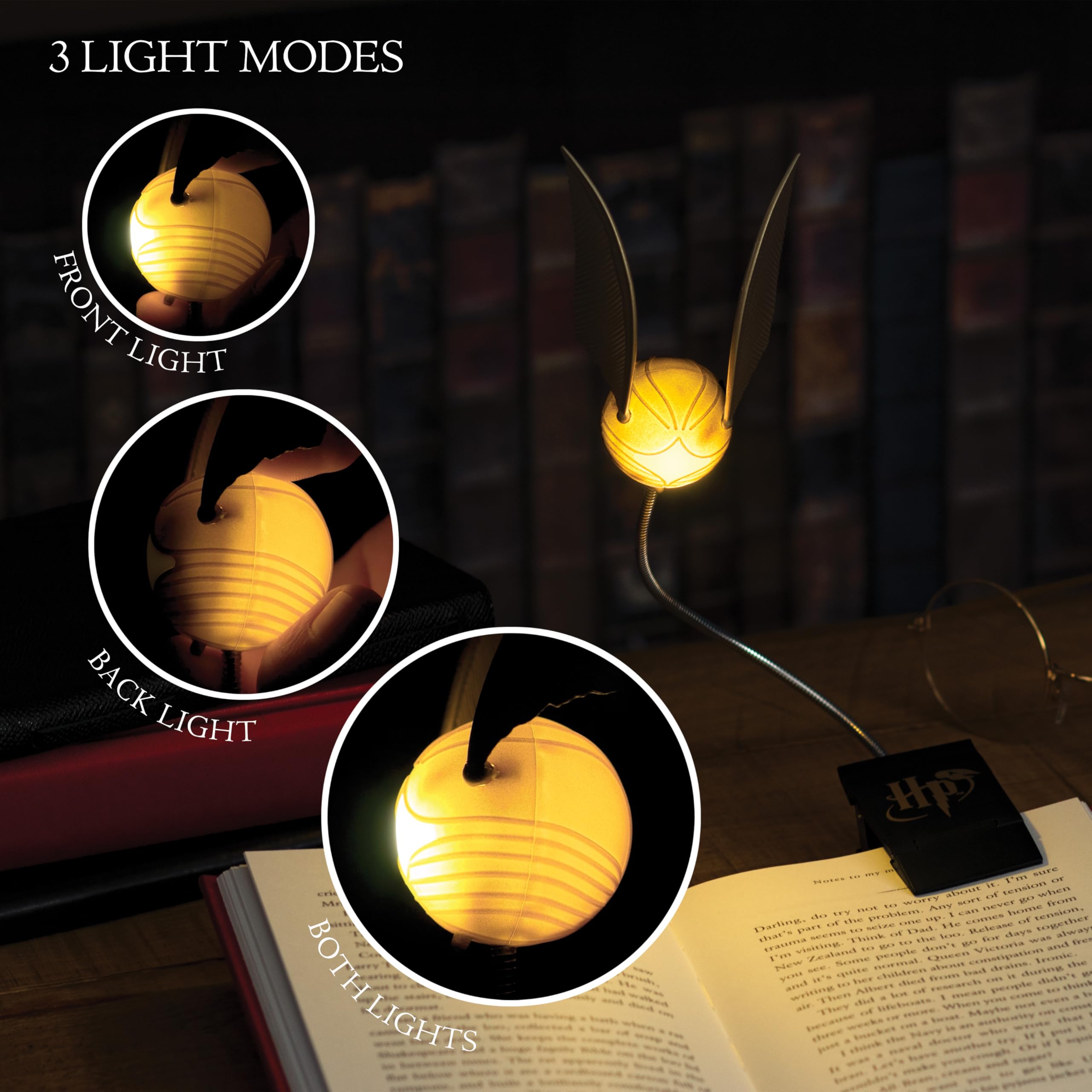 Paladone Lighting Goldener Schnatz Leselampe Clip Batterie