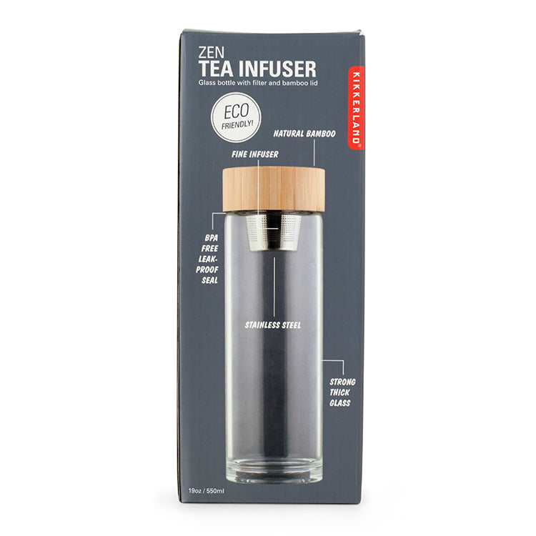 Kikkerland Kitchen Zen Teebereiter Glas mit Bambusdeckel