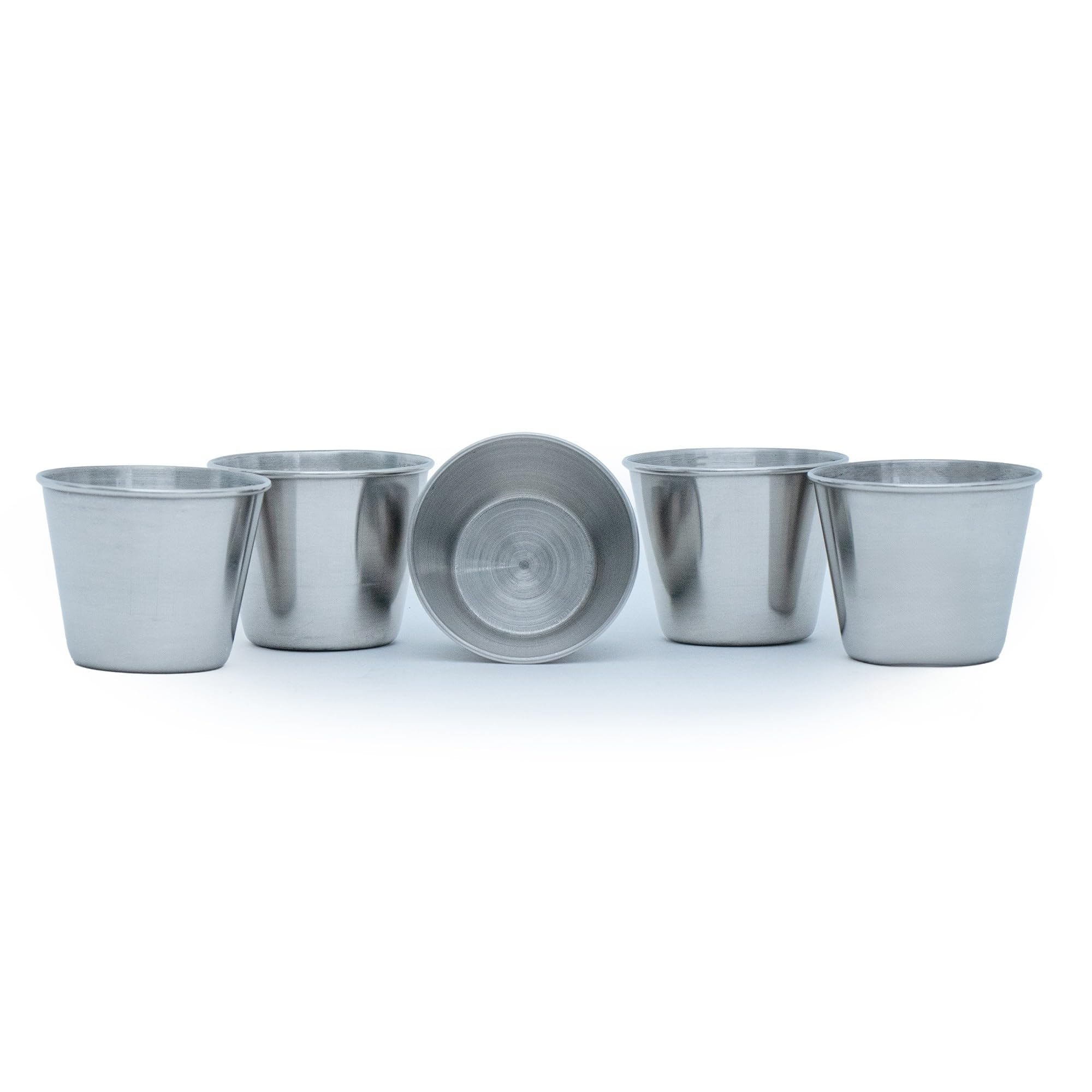 Intirilife Edelstahl Becher 5er-Set 45ml stapelbar silber