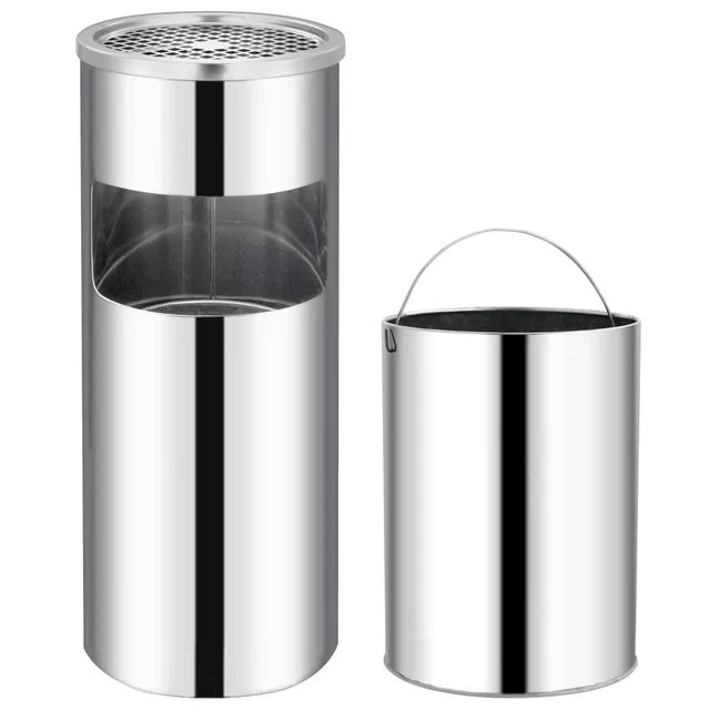 vidaXL Mülleimer Aschenbecher 30L Edelstahl Silber