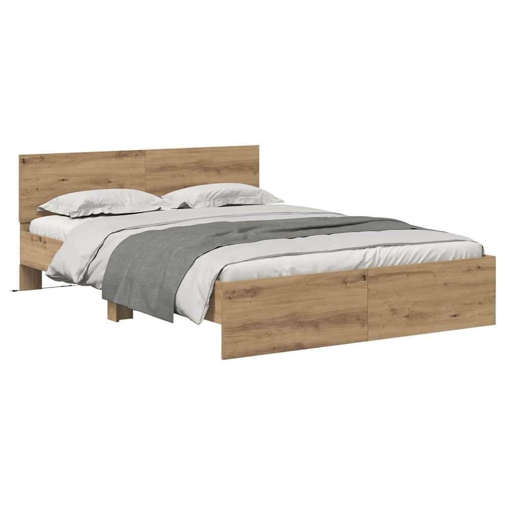 vidaXL Bettrahmen 160x200 Handwerkliche Eiche Holzwerkstoff