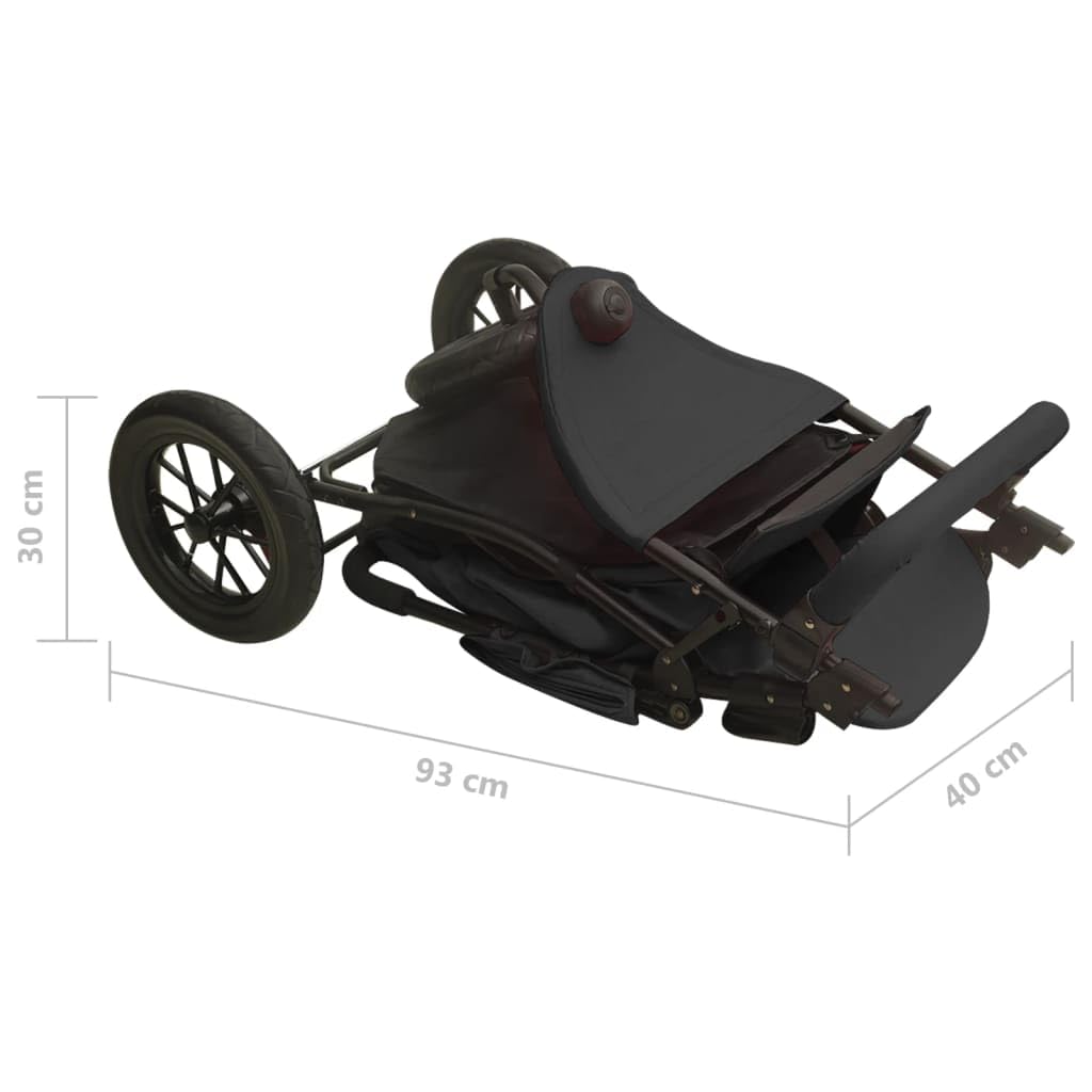 vidaXL Baby Kinderwagen Buggy Anthrazit Einhand-Klapp Stahl