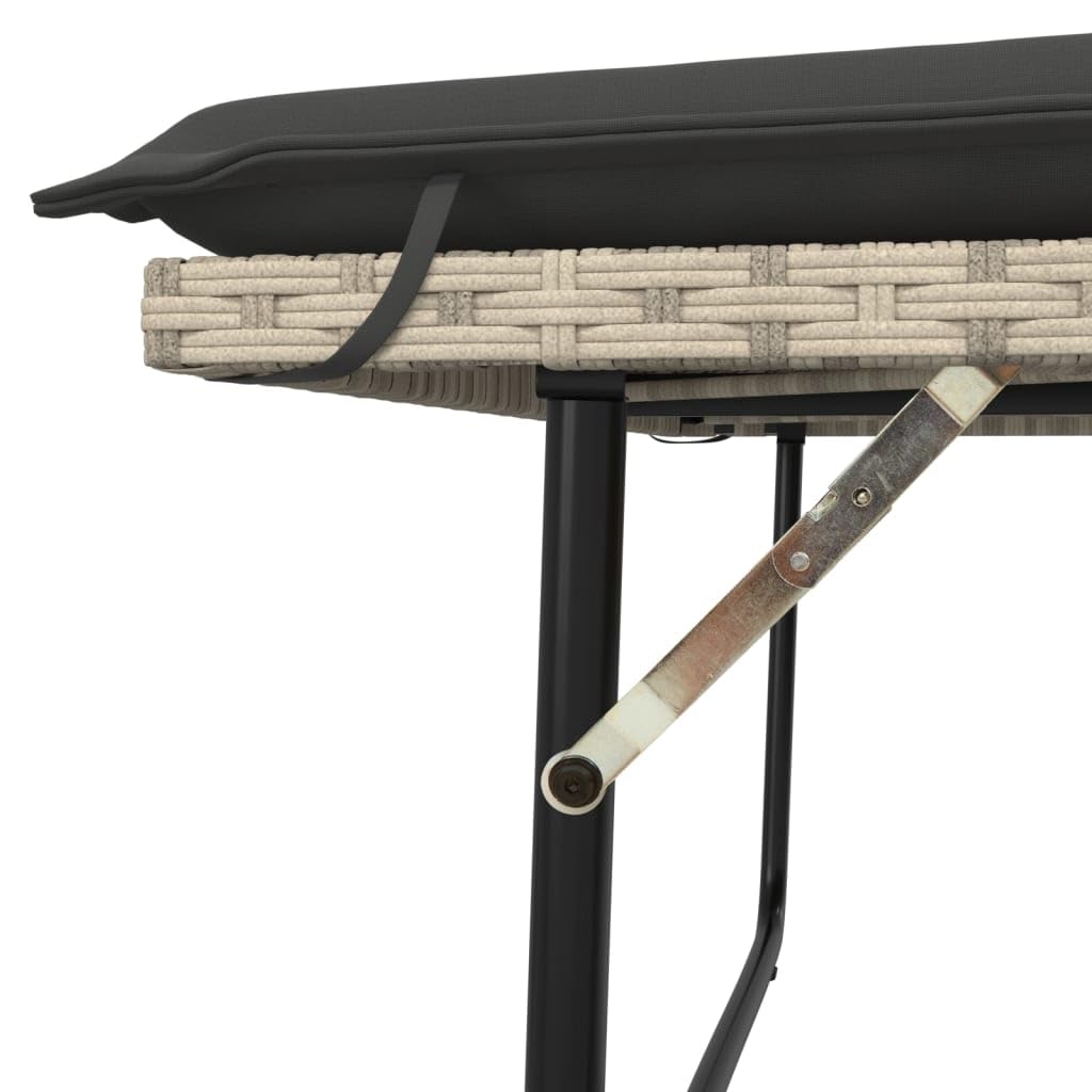 vidaXL Heim & Garten Gartenbank Hellgrau Poly-Rattan Hocker