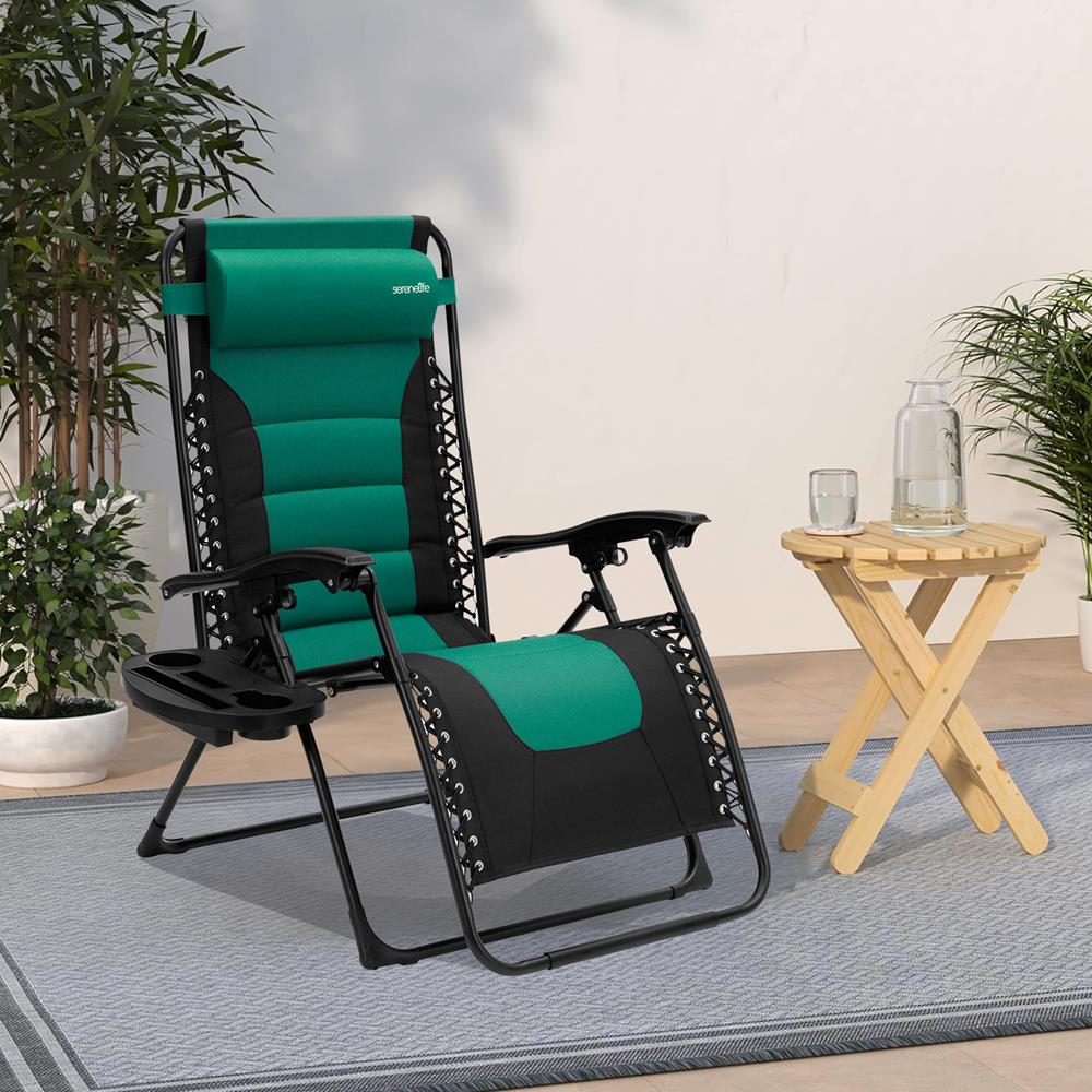 Serenelife Furniture Zero Gravity Liegestuhl Grün Stahl Textilene