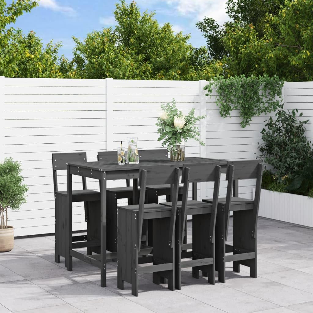 vidaXL Heim & Garten 7-tlg. Gartenbar-Set Holz Graue Kiefer