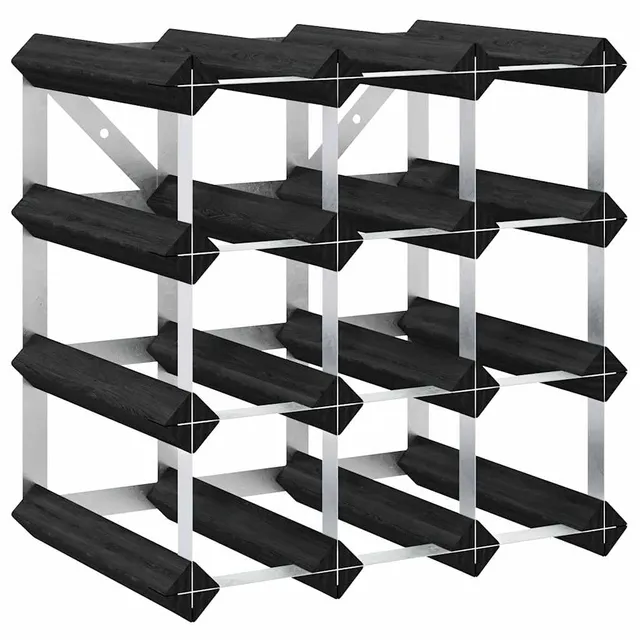 vidaXL Weinregal für 12 Flaschen Schwarz Massivholz Kiefer