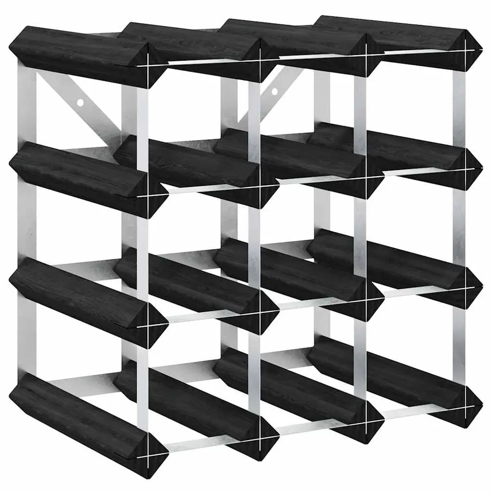 vidaXL Weinregal für 12 Flaschen Schwarz Massivholz Kiefer