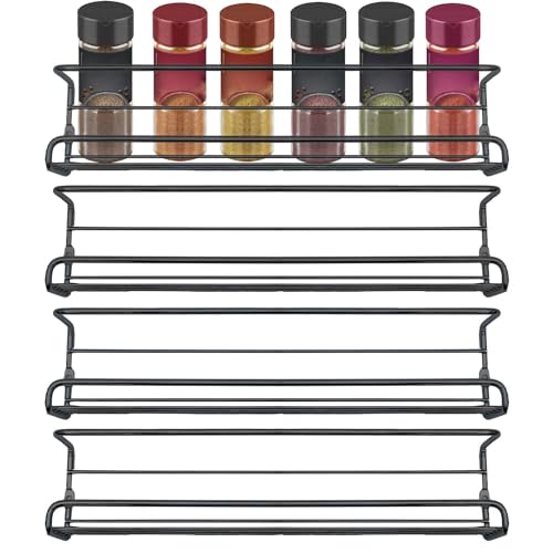 Intirilife Gewürzregal ohne Bohren Schwarz Eisen 4er Set