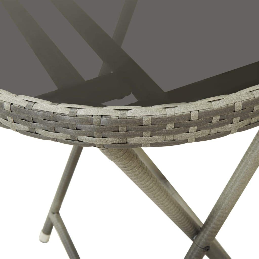 vidaXL Heim & Garten Bistro-Set Grau 3-tlg Rattan Glas wetterfest
